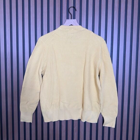 Zara Sweater Medium Mens Yellow Thermal Knit Long Sleeve Crewneck Sweatshirt - Picture 2 of 7